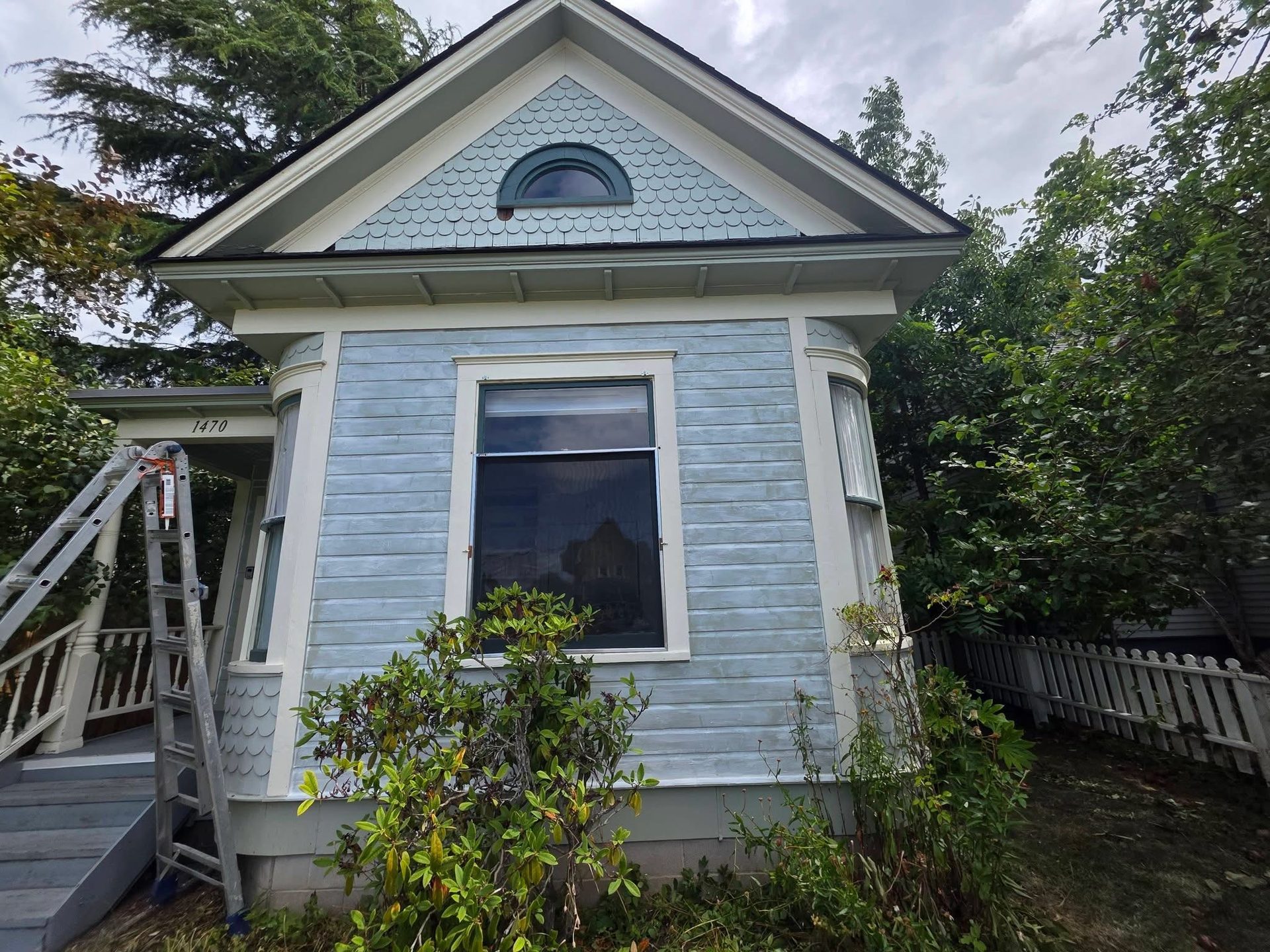 Freshly painted Victorian home exterior, completed project by Against The Grain Contracting